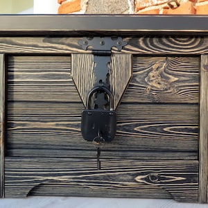 Black rustic wood chest Pirate chest farmhouse decor rustic country Treasure box kids Keepsake wood box Blanket chest Middle storage box