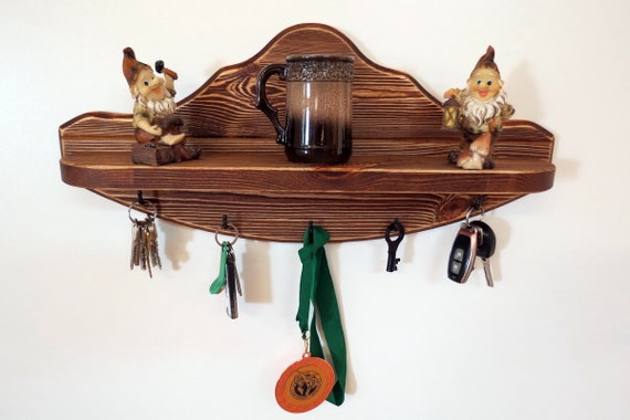 Wall Hanger Rustic Wood Hanger Wall Key Hook Brown Key Holder Entryway Wood Key Hook Wood Key Hook Key Shelf Toy Shelf Boho Key Shelf Hanger Etsy