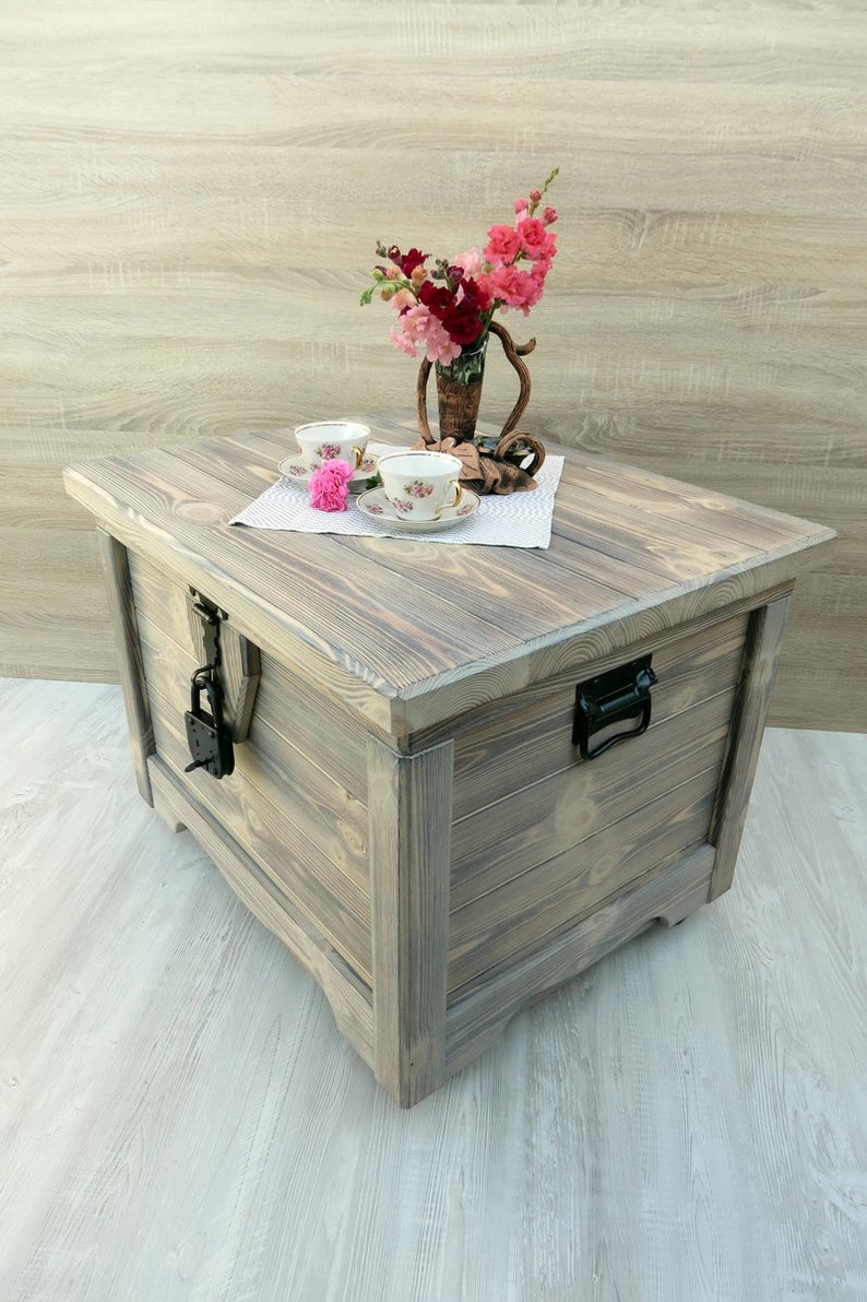 Farmhouse Coffee Table on Wheels Large Rustic Wood Chest Farmhouse