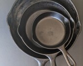 Set of 3 Vintage Wagner Cast Iron Skillets