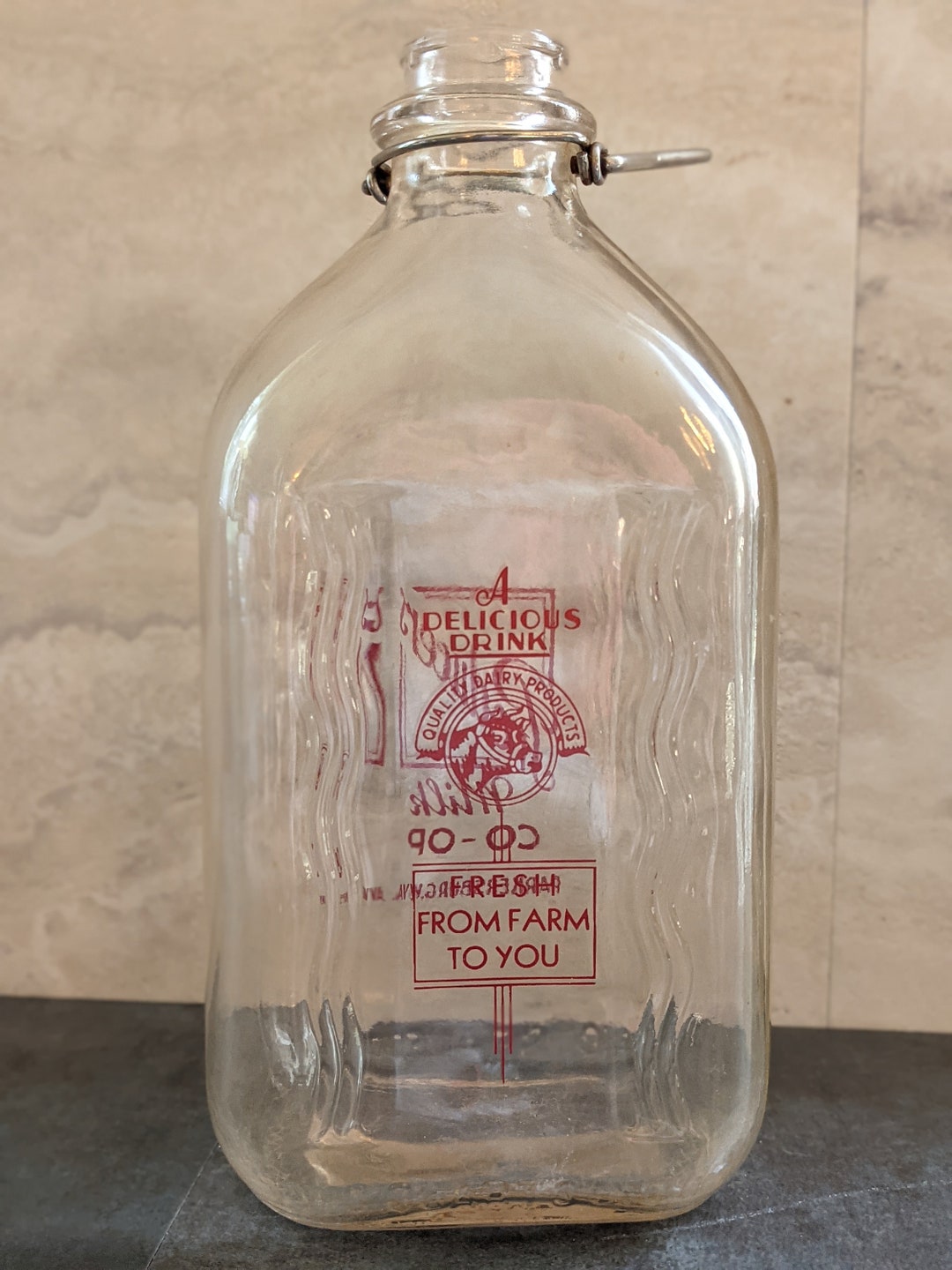 Vintage Producers Milk Coop 2 Quart Bottle With Pour Handle Etsy