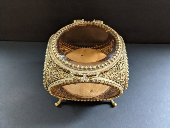 Vintage French Ormolu Filigree Gold-plated Jewelr… - image 2