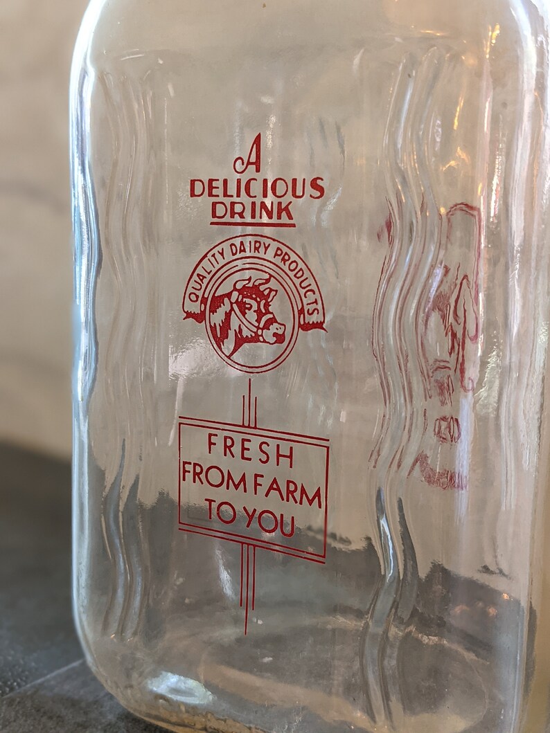 Vintage Producers Milk Coop 2 Quart Bottle With Pour Handle Etsy