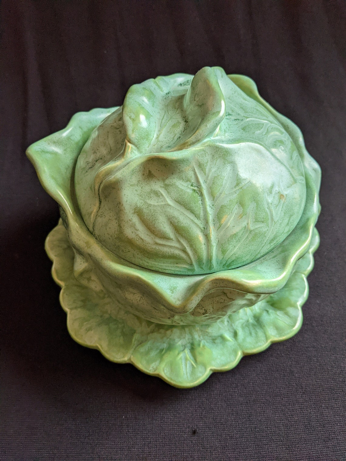 Vintage Holland Mold Ceramic Cabbage Bowl with lid and plate Etsy