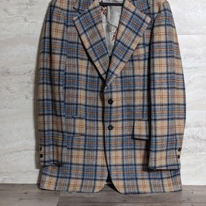 Vintage 1960s Mens Wool Plaid Blazer / Sports Coat