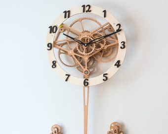 Fichiers cnc, horloge mécanique en bois, fichier cnc, découpe laser, découpe laser, plan cnc, fichier dxf