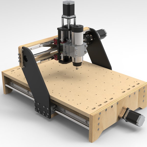 DIY CNC Milling Machine 3D model files, .dxf, .STEP, Electrical plans, Plywood, Metal