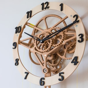 Cnc files, Wooden mechanical gear clock, file cnc, laser cutting, laser cut, cnc plan, dxf file image 2