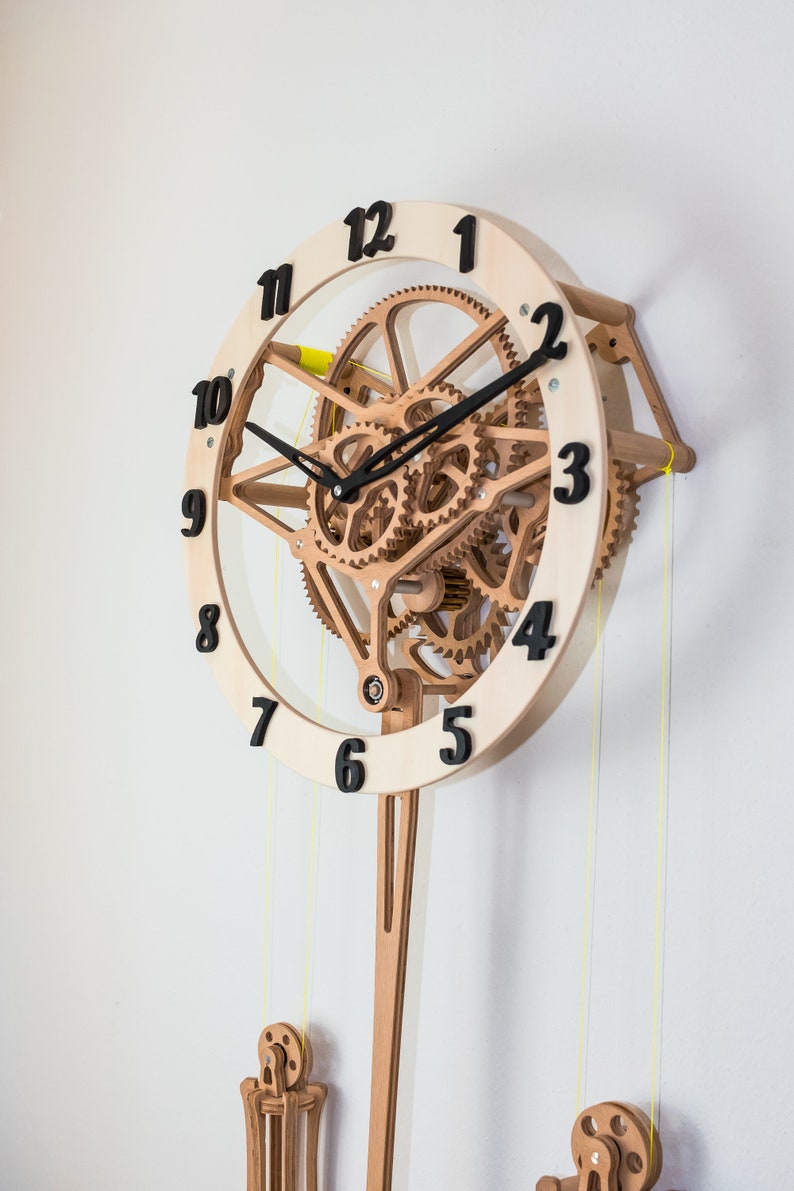 Cnc files, Wooden mechanical gear clock, file cnc, laser cutting, laser cut, cnc plan, dxf file image 3