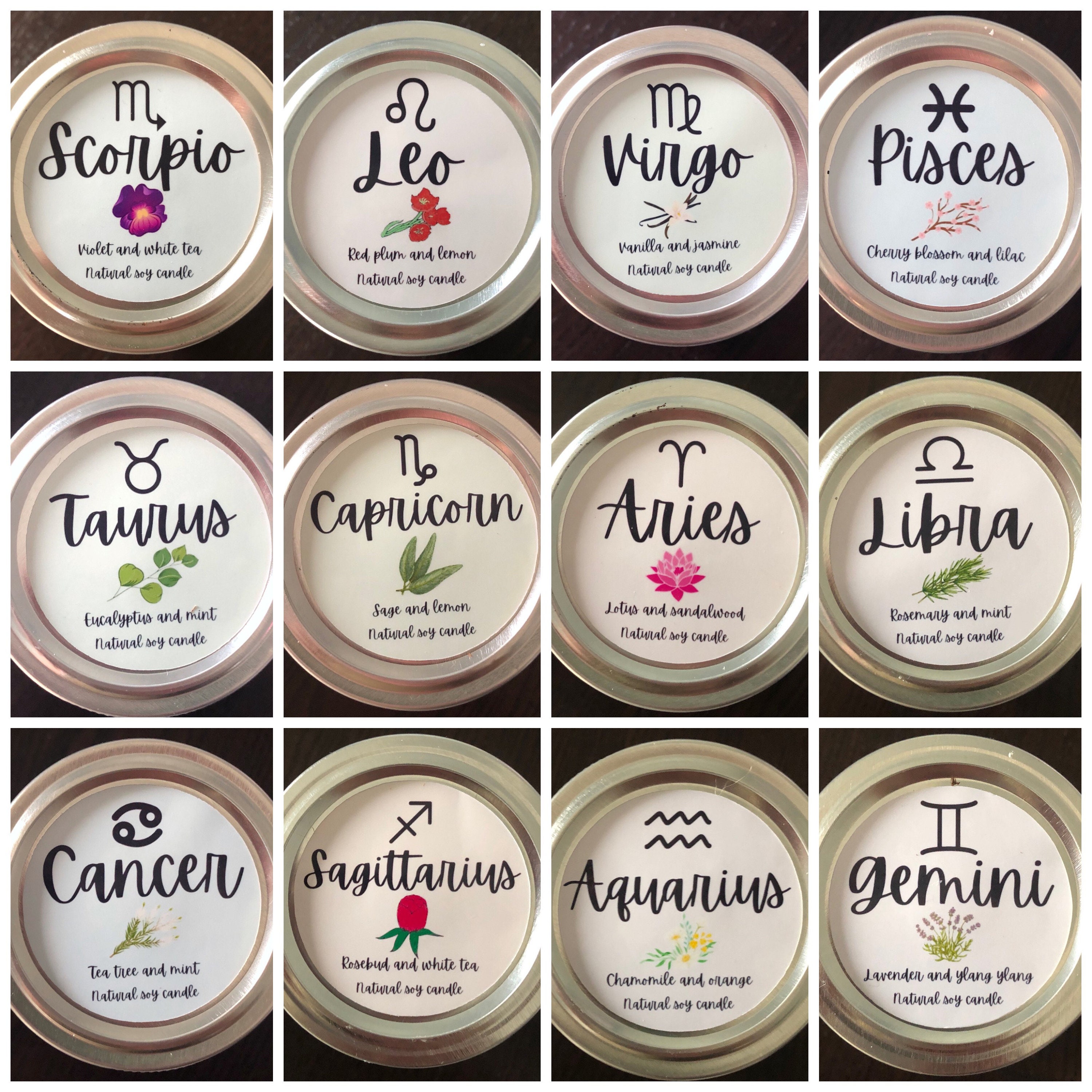 100 Natural Soy Candles for Zodiac Signs / 9 oz / Gifts for Etsy