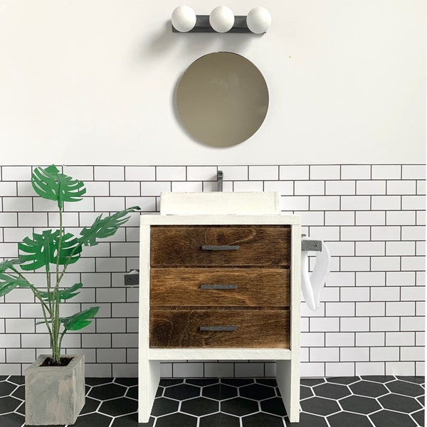 1:6 Scale Modern Bathroom Vanity - Barbie Size - Playscale