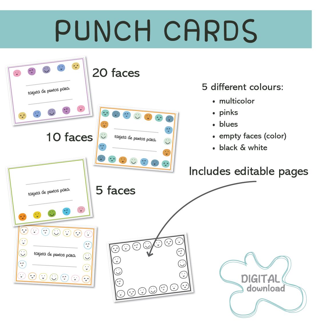 Kids Reward Punch Cards Printable | Spanish Reward Chart for Kids ...