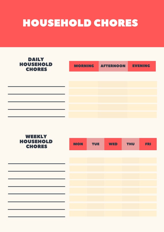 Daily Household Chores Chart