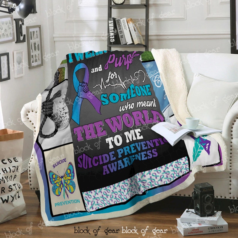 Handmade Blanket Suicide-awareness-Decorative items Bedroom Quilted Sofa Blanket for birthday Graduation Noel-Blanket Sale Now