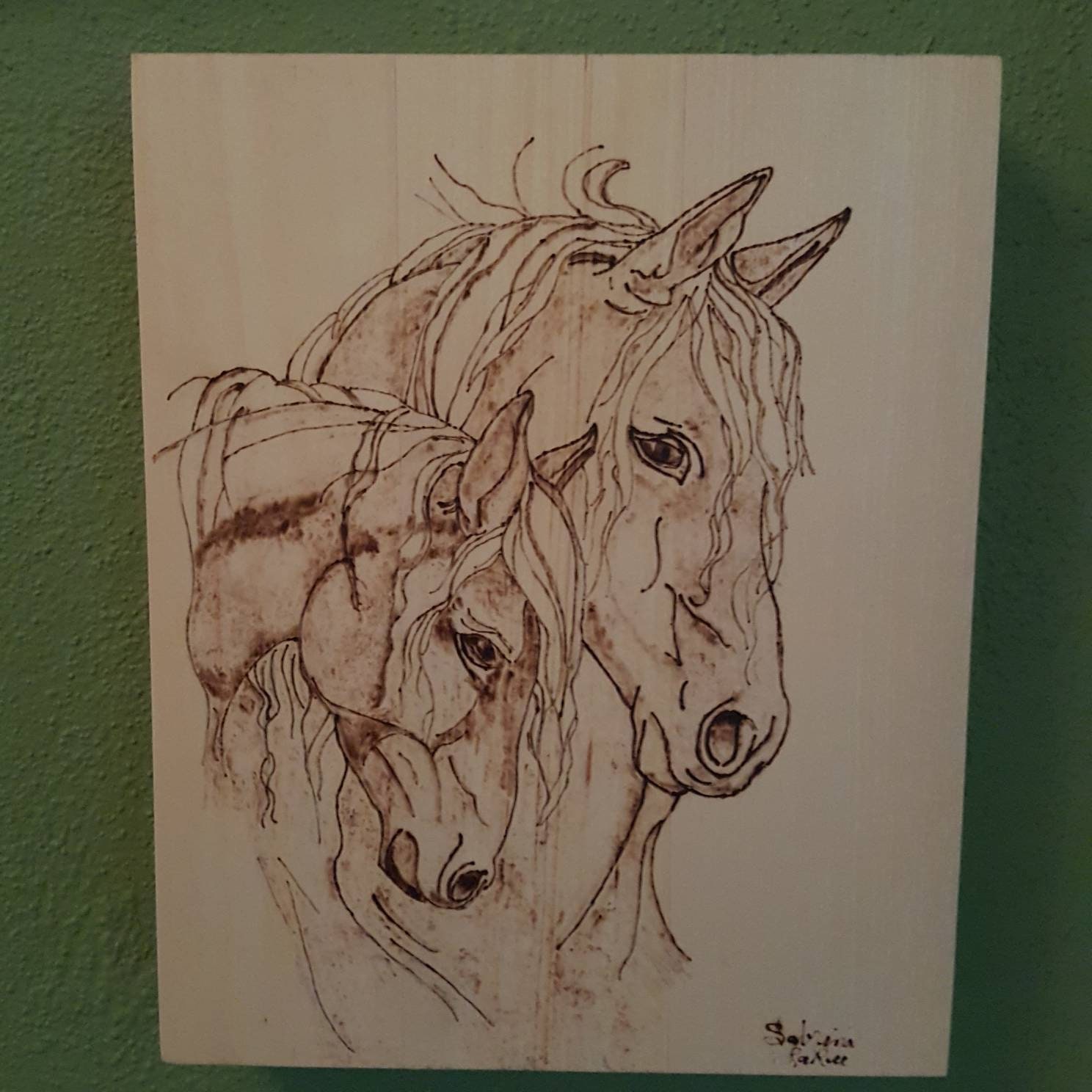 Horses Wood burning on Basswood Canvas. Etsy