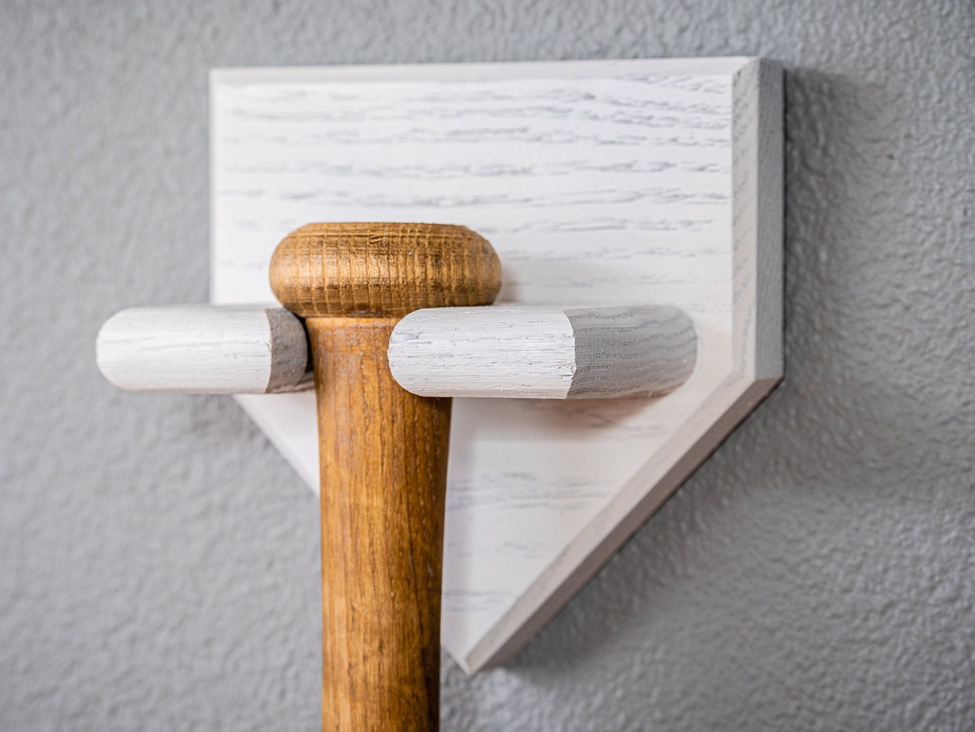 White Home Plate Baseball Bat Holder Display From Hardwood Red Etsy