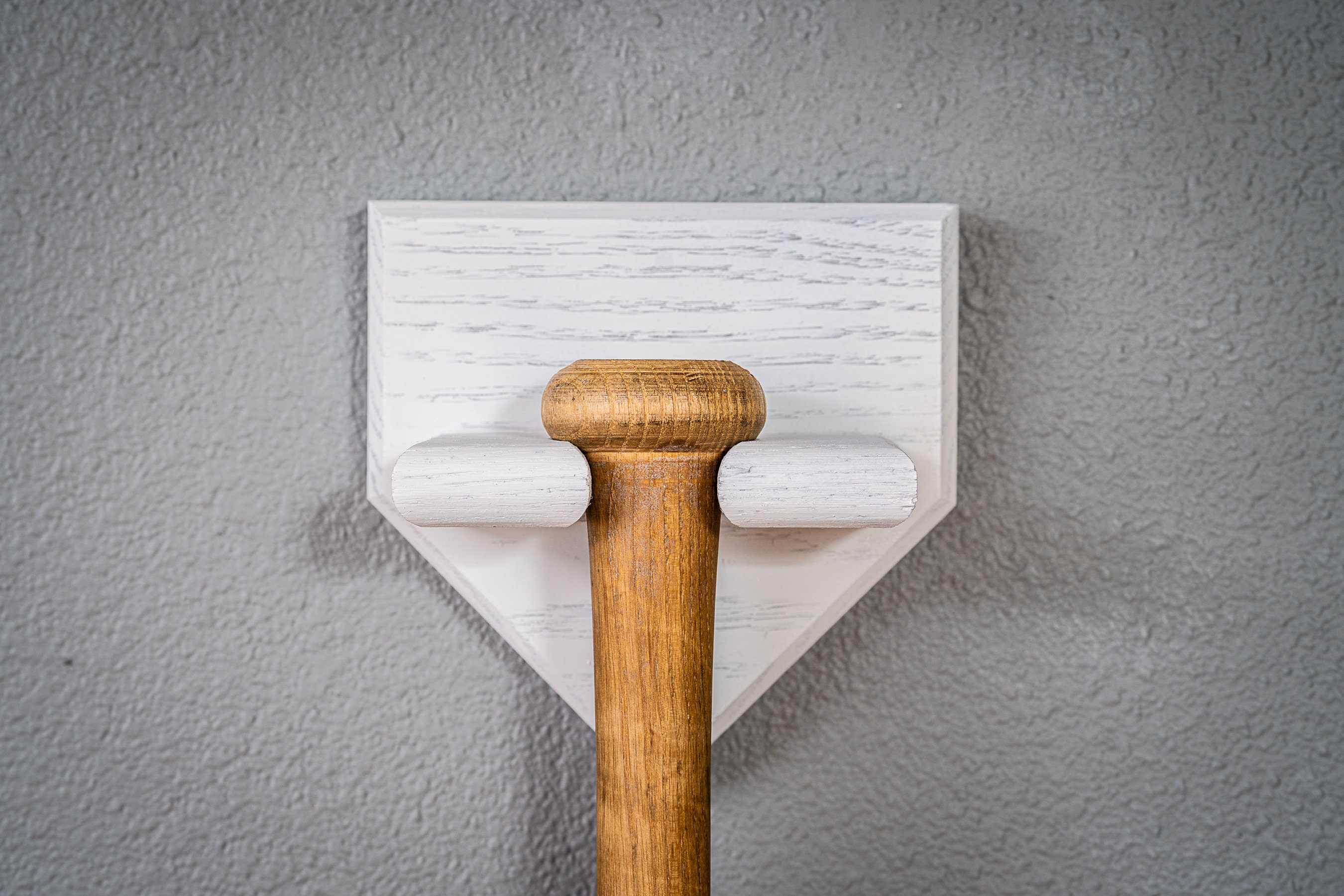 White Home Plate Baseball Bat Holder Display From Hardwood Red Etsy