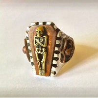 Handmade Crazy Rockabilly Slick Back Hair Skull Ring. Oxidized Lead ...