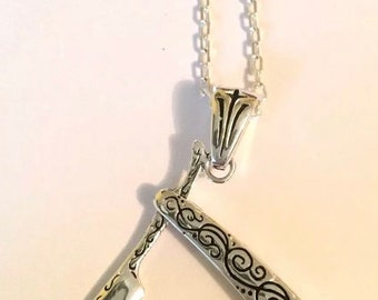 1940s 50s Cut Throat Barber Tattoo Rockabilly Punk Pendant With 18” or 20” Chain (Choose) Vintage