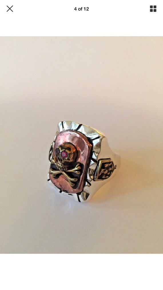 1940s 50s 2-Tone Gold & Silver Massive Mexican Biker Ring Native American 1940s 50s 2-Tone Gold & Silver Massive Mexican Biker Ring Native American
