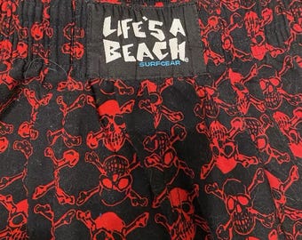Vintage 80s Life's A Beach Surfgear Punk Skull Shorts 1980s