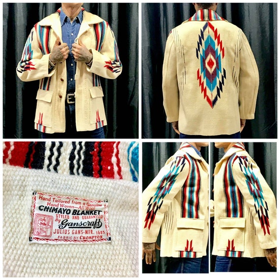 1950s Rare Mens Chimayo Blanket Jacket