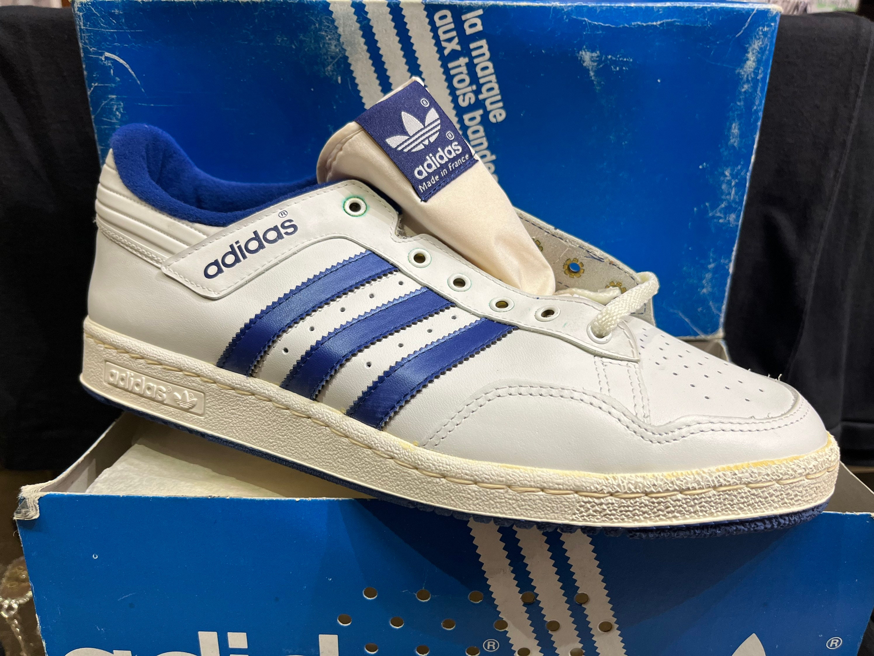 1980s Adidasu.k. 10.5/ Usa 10.5/ 11 Euro 45 Made in France Conference Lo  Blue Detail & White Unworn BNIB - Etsy