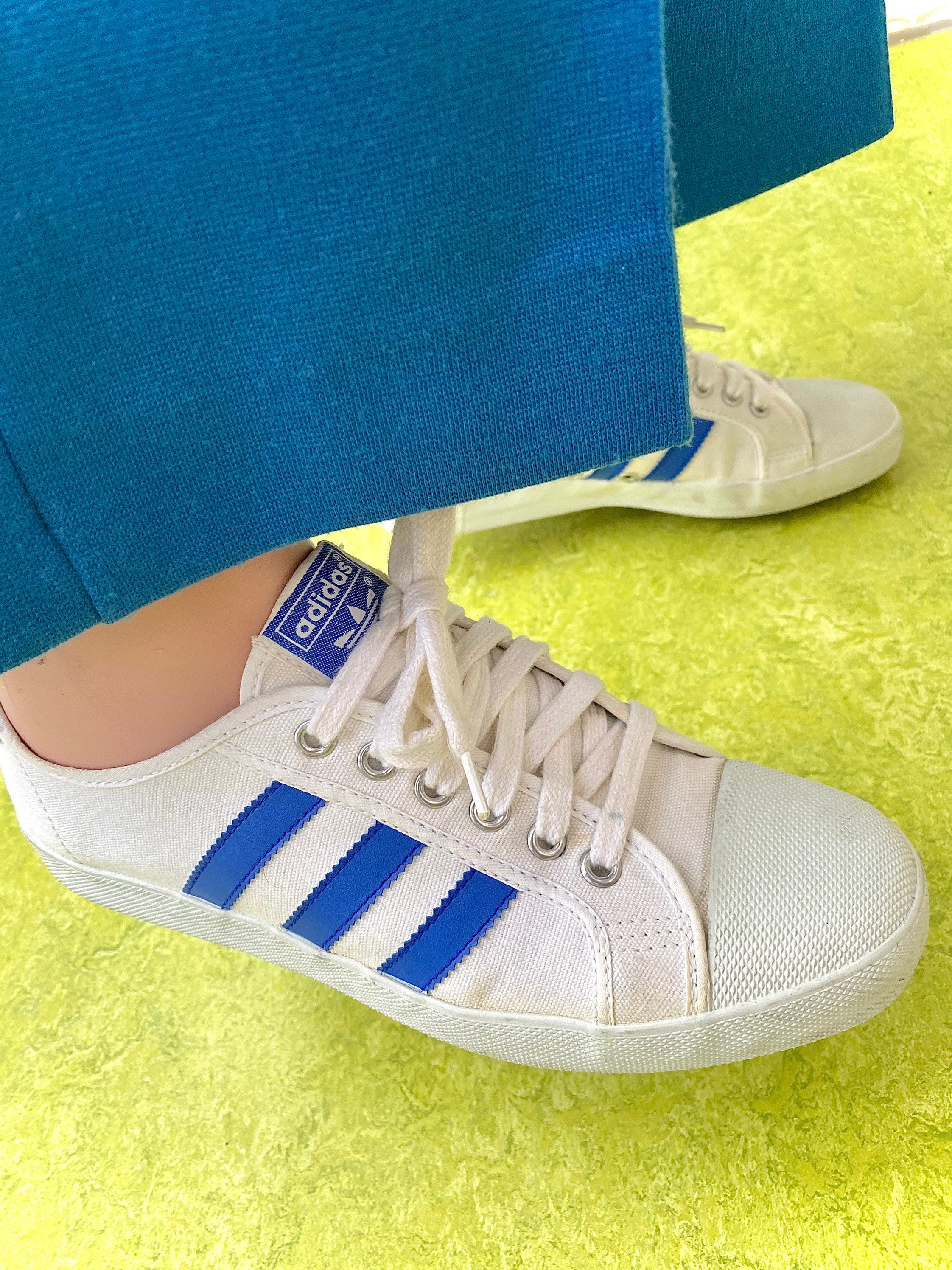 Buy 1970s Adidas Adria Vintage White Blue Canvas Denim Online in India Etsy