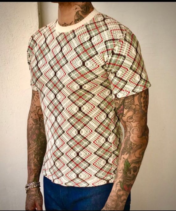 Rare 1940s 50s Atomic Print Unisex Cable Knit Spor