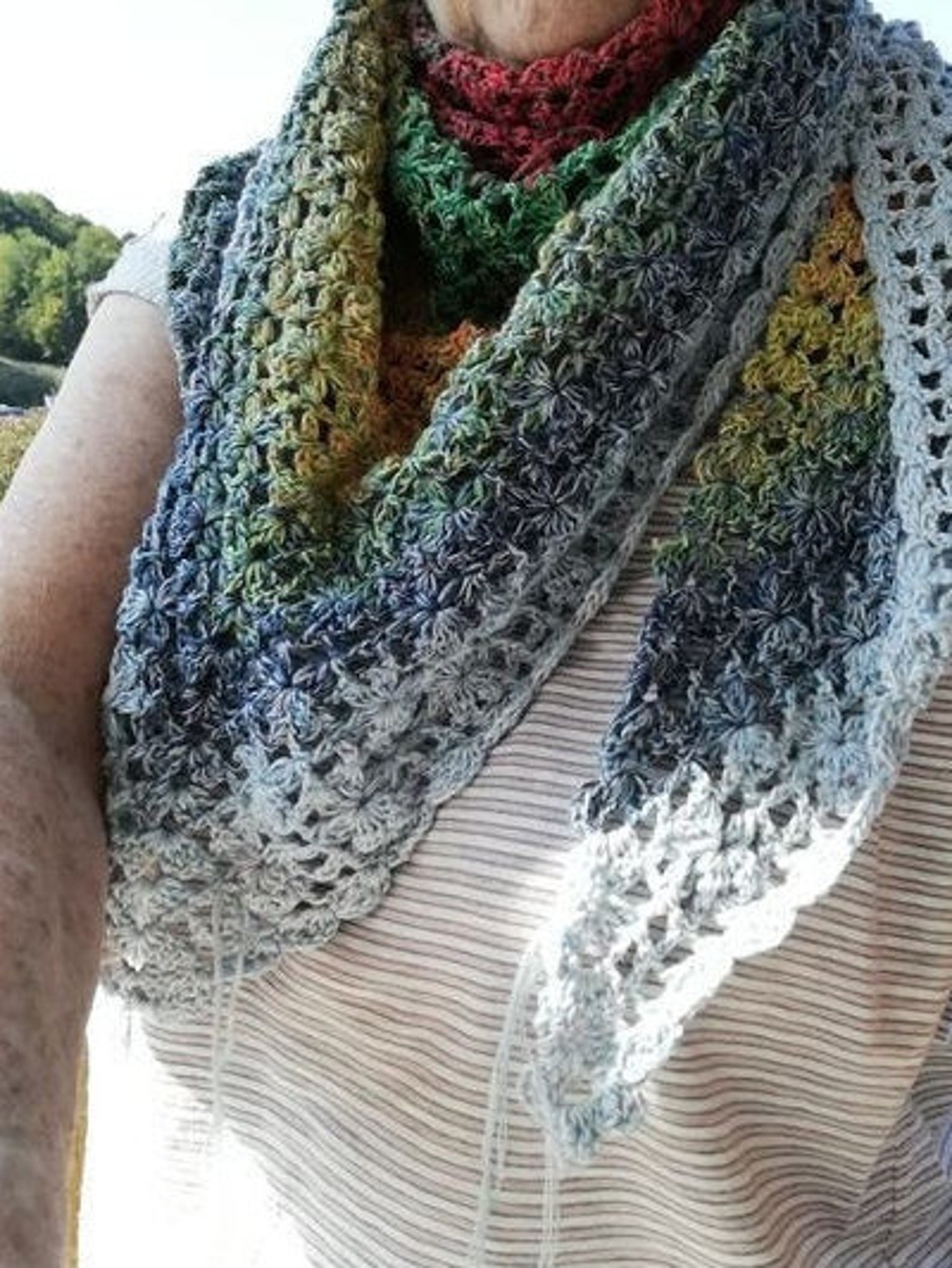 Triangular Scarf Crocheted Neck Scarf Etsy UK