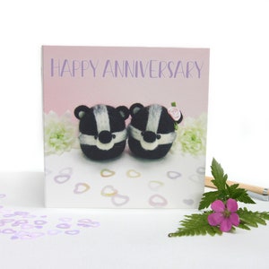 Happy Anniversary Card, Cute Badger Greeting Card, Eco Friendly Recyclable Card, Blank Card, Cute Couple Anniversary card, Animal Lover card
