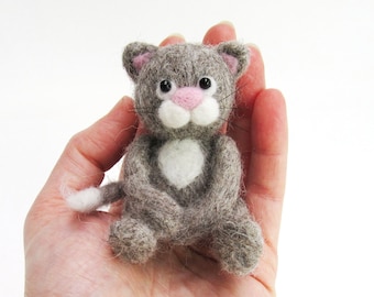 Needle Felted Cat Mini Sculpture, Cat Lover Gift