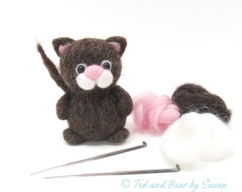 Needle Felted Cat Sculpture, Wool Ornament, Cat Lover Gift