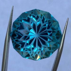 45 Ct's Round Precision Flower Cut Swiss Topaz Gemstone, Swiss Topaz Gemstone, Swiss Blue Topaz, Blue Swiss Topaz, Topaz, Swiss Topaz image 6