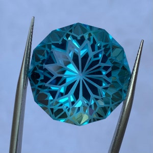 45 Ct's Round Precision Flower Cut Swiss Topaz Gemstone, Swiss Topaz Gemstone, Swiss Blue Topaz, Blue Swiss Topaz, Topaz, Swiss Topaz image 5