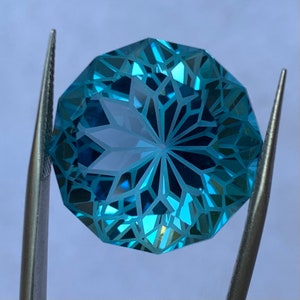 45 Ct's Round Precision Flower Cut Swiss Topaz Gemstone, Swiss Topaz Gemstone, Swiss Blue Topaz, Blue Swiss Topaz, Topaz, Swiss Topaz image 7