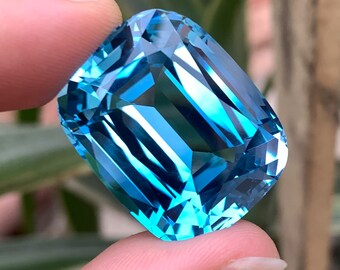 79 Ct's Stunning Blue Swiss Topaz Gemstone, Swiss Topaz Gemstone, Swiss Blue Topaz, Blue Swiss Topaz, Cushion Cut Topaz, Swiss Topaz, Topaz