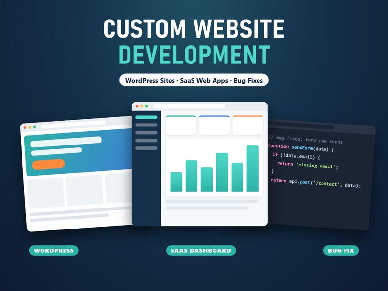 Custom website development: WordPress sites, SaaS web apps and bug fixes