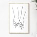 Lover's Hands One Line Draw Art Print Couple Instant Simple Love On-trend Silhouette Modern Minimalistic Printable Wall Decor JPG P122