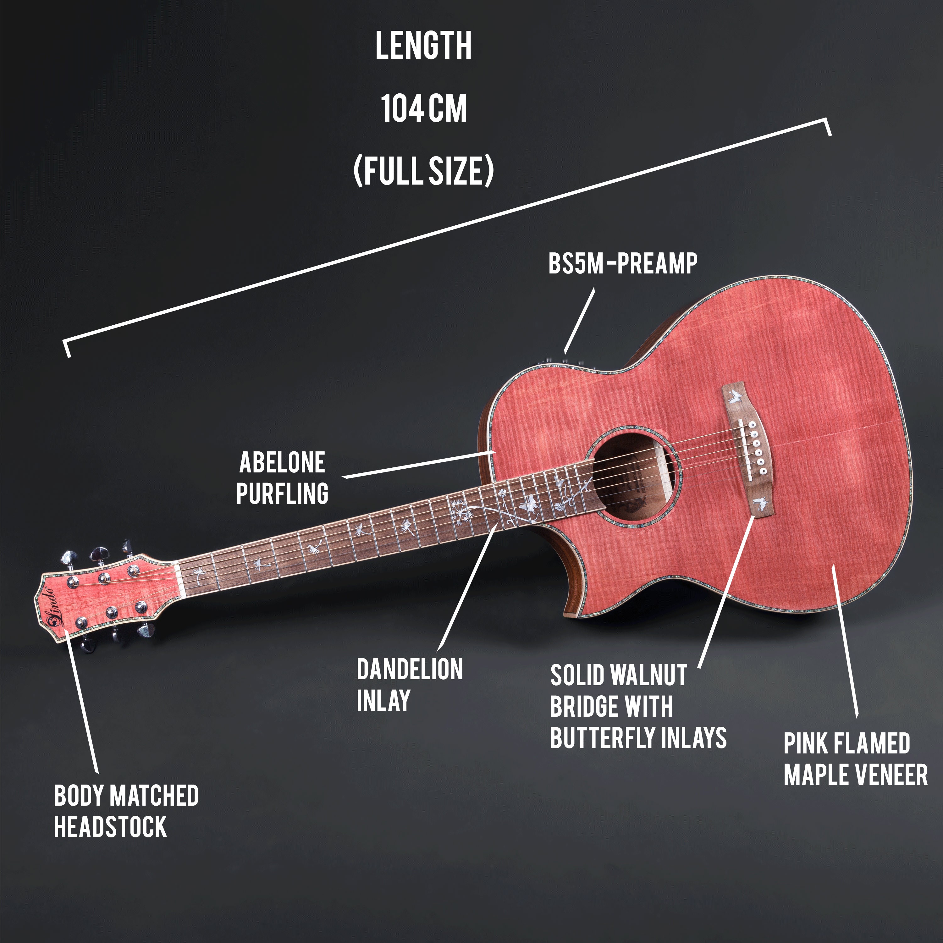 Guitare Acoustique 104 cm avec Sac Sangle Accordeur Electronique