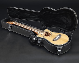 Lindo Voyager Acoustic Travel Guitar Hard Case | Plush Lined | Lockable - Black (Guitar Not Included)