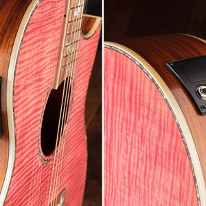 Lindo Dandelion Pink Slim Body Electro-Acoustic Guitar with Bs5M Blend Preamp and Gig Bag image 9