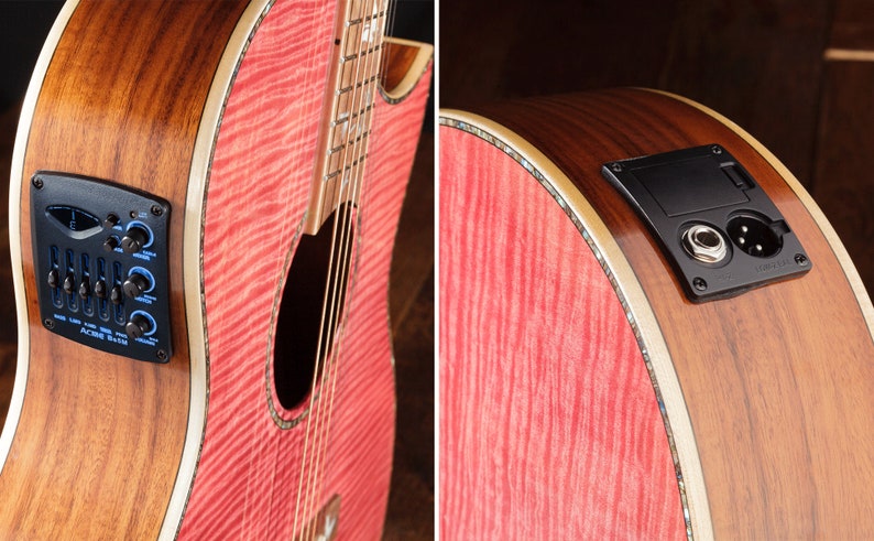 Lindo Dandelion Pink Slim Body Electro-Acoustic Guitar with Bs5M Blend Preamp and Gig Bag image 9