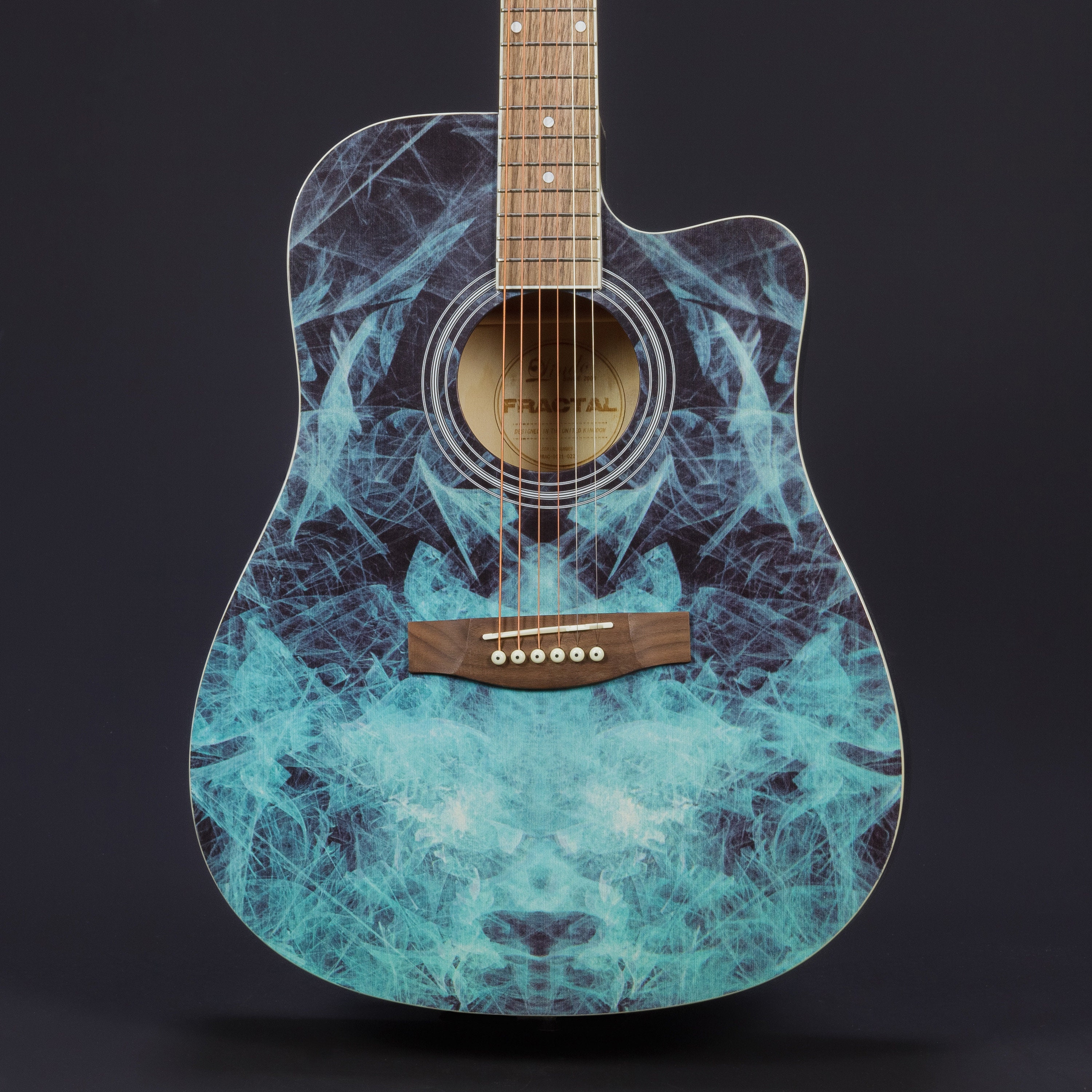 Lindo Fractal 42C Acoustic Guitar & Gig Bag Blue Graphic Art 