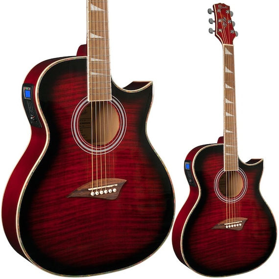 Guitarra electro acústica roja regular de Lindo ORG con | Etsy México