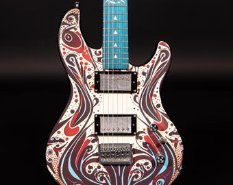 Lindo Sahara V2 Electric Guitar | Nautical Star Inlay | Solid Maple Fretboard | Graphic Art | Luminlays | Lightweight (2.4KG) | UK Design
