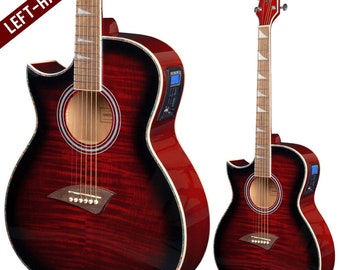 Lindo Left Handed ORG Regular Red Electro Acoustic Guitar with Preamp LCD Tuner and Padded Gigbag