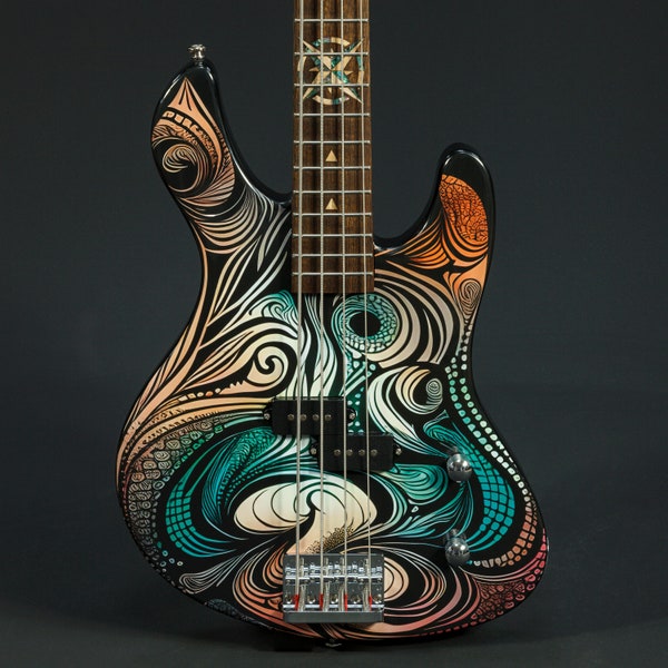 Lindo Sahara Electric Bass Guitar (30" Short Scale) | Nautical Star 12th Fret Inlay | Graphic Art Finish |  20th Anniversary | UK Design