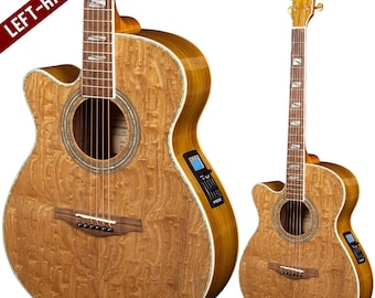 Lindo Left Handed PBEQ Piebald / Burl Ash Electro-Acoustic Guitar and Padded Gigbag