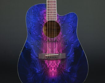 Lindo Swallow V2 Electro Acoustic Guitar | Dreamcatcher 12th Fret Inlay | Purple Pink Burst (Steel or Nylon Strings)